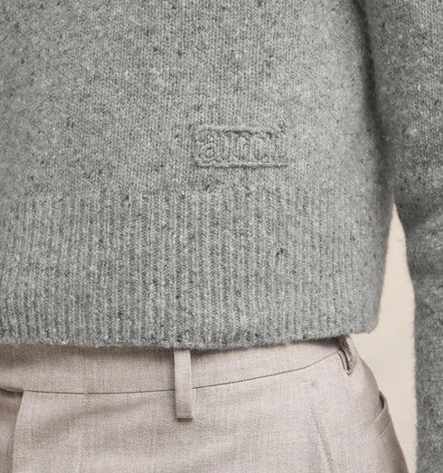 AMI PARIS Pull Col Rond Embroderie Ami Mens Apparel